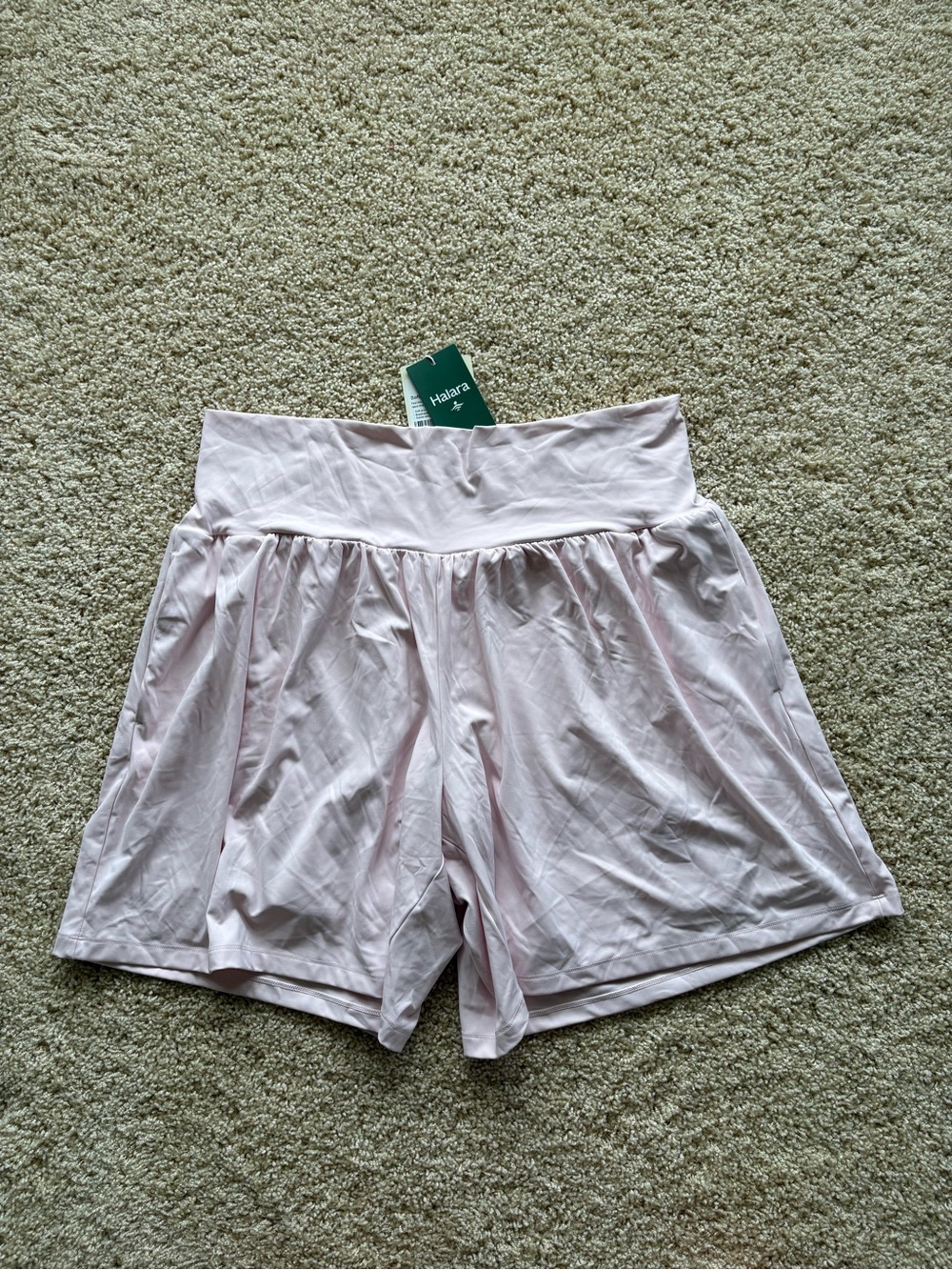 NWT Halara 2X SoftlyZero Airy High Waisted 2-in-1 Flowy Shorts Light Pink Liner